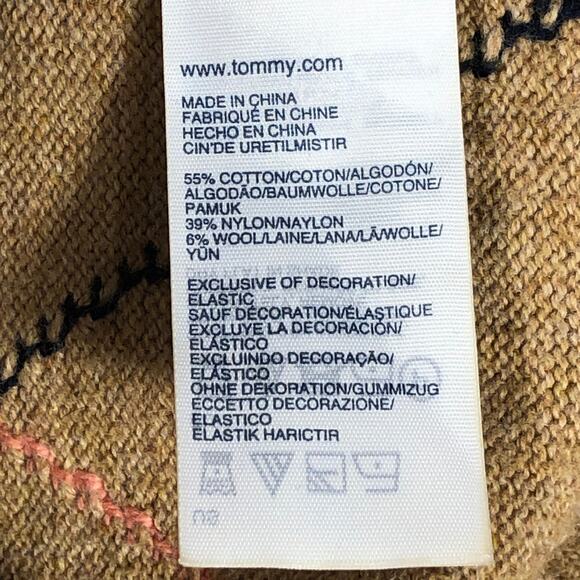 Tommy Hilfiger Mens Sweater Argyle Crewneck Brown Wool/Cotton Blend Distressed - Picture 8 of 8